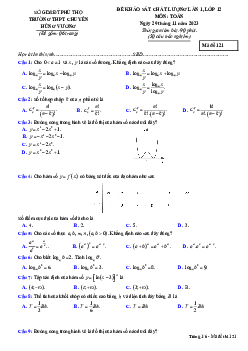 Đề khảo sát lần 1 Toán 12 năm 2023 – 2024 trường THPT chuyên Hùng Vương – Phú Thọ