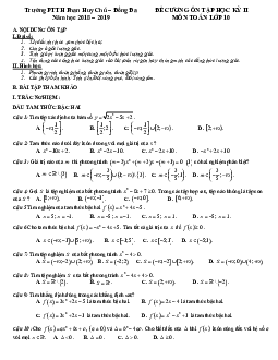 Đề cương học kì 2 Toán 10 năm 2018 – 2019 trường Phan Huy Chú – Hà Nội