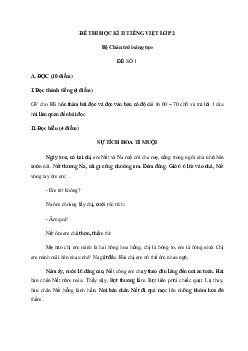 Đề thi học kì 2 lớp 2 môn Tiếng Việt theo Thông tư 27 - Đề 1 | Chân trời sáng tạo