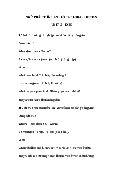Ngữ pháp unit 12 lớp 4 Jobs Global success