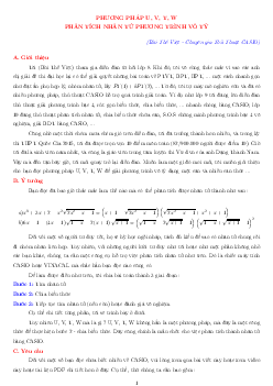 Phương pháp U V T W phân tích nhân tử phương trình vô tỷ – Bùi Thế Việt