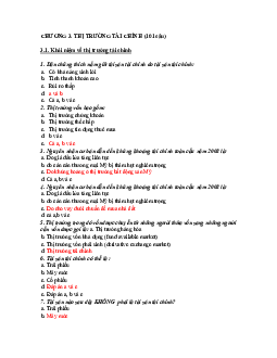 Bộ câu hỏi trắc nghiệm ôn tập Chương 3: Thị trường tài chính có đáp án chi tiết