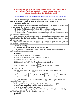 Kỹ thuật giảm biến và ứng dụng đạo hàm tìm GTNN – GTLN biểu thức nhiều biến