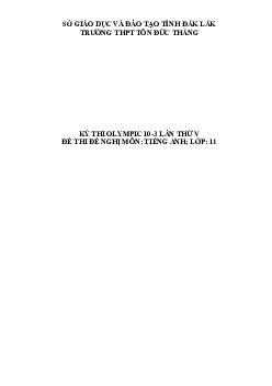 Đề thi Olympic 10 tháng 3 lần thứ 5 môn Tiếng Anh năm 2021 lớp 11 THPT Tôn Đức Thắng