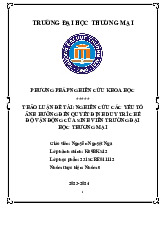 Nghiên cứu những yếu tố ảnh hưởng đến chế độ vận động của sinh viên | Bài thảo luận Phương pháp nghiên cứu khoa học
