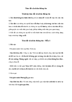 Văn mẫu lớp 6: Tóm tắt văn bản thông tin (7 mẫu) | Cánh diều