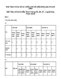 Giải Toán lớp 4 Bài 7: Các số có nhiều chữ số (tiếp theo)Cánh diều