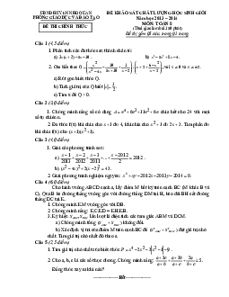 Đề học sinh giỏi huyện Toán 8 năm 2013 – 2014 phòng GD&ĐT Nho Quan – Ninh Bình