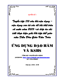 110 bài toán VD – VDC ứng dụng đạo hàm để khảo sát và vẽ đồ thị của hàm số Toán 12