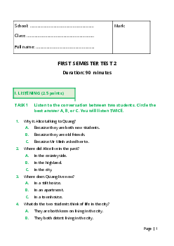 Đề thi học kì 1 môn Tiếng Anh 8 năm 2023 - 2024 sách KNTT - Đề 6