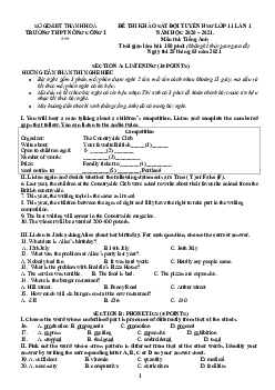 Đề Thi Khảo Sát Đội Tuyển Hsg Lớp 11 Lần 1 Năm Học 2020 – 2021. Môn Thi Tiếng Anh - Trường Thpt Nông Cống I - Thanh Hóa