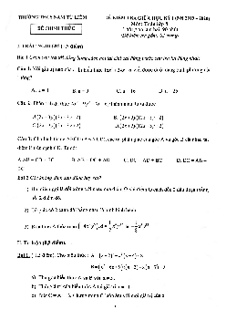Đề kiểm tra giữa kỳ 1 Toán 8 năm 2019 – 2020 trường Nam Từ Liêm – Hà Nội