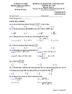 Đề KSCL 8 tuần HK2 Toán 11 năm 2017 – 2018 trường Giao Thủy C – Nam Định