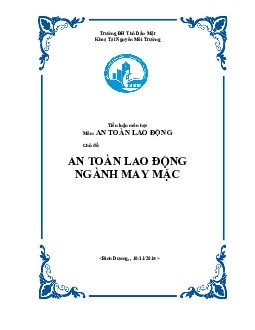 Tiểu luận "An toàn lao động ngành may mặc" | Đại học Thủ Dầu Một
