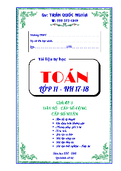 Các dạng toán phương pháp quy nạp toán học, dãy số, cấp số cộng và cấp số nhân – Trần Quốc Nghĩa