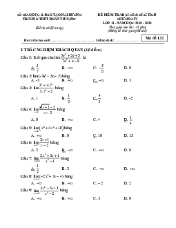 Đề kiểm tra ĐS và GT 11 chương 4 năm 2019 – 2020 trường Đoàn Thượng – Hải Dương