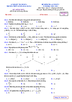 Đề thi cuối kỳ 1 Toán 12 năm 2020 – 2021 trường Lương Đắc Bằng – Thanh Hóa