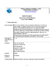 Critical Thinking syllabus - Critical Thinking | Trường Đại học Quốc tế, Đại học Quốc gia Thành phố HCM