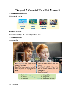 Giải BT Tiếng Anh 3 Wonderful World Unit 7 My Favourite Sport Lesson 3