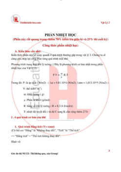 Đề cương ôn tập môn Vật lý kỹ thuật phần nhiệt học có hướng dẫn giải