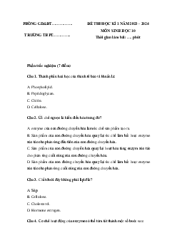 Giải Đề thi học kì 1 môn Sinh học 10 năm 2023 - 2024 sách Kết nối tri thức với cuộc sống Đề 2