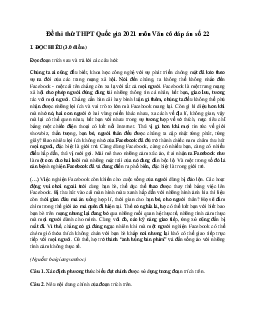Đề thi thử THPT Quốc gia môn Ngữ Văn  năm 2021 - Đề 22 (có đáp án)