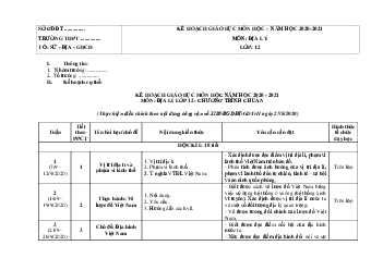 Kế hoạch giáo dục môn Địa 12 năm 2020-2021