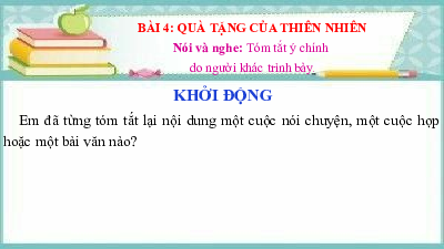 Bài giảng điện tử môn Ngữ văn 7 Bài 4.7: Tóm tắt ý chính do người khác trình bày | Chân trời sáng tạo
