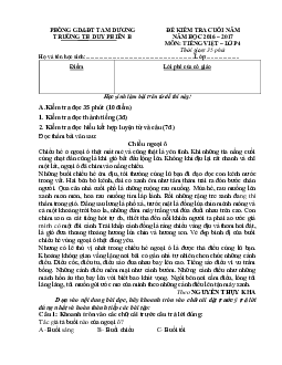 Đề thi học kì 2 môn Tiếng Việt lớp 4 trường Tiểu học Duy Phiên B, Vĩnh Phúc năm 2016 - 2017