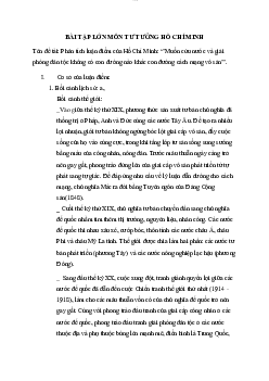 Phân tích luận điểm của Hồ Chí Minh: ‘’Muốn cứu nước và giải phóng dân tộc không có con đường nào khác con đường cách mạng vô sản’’ | Đại học Thủy Lợi