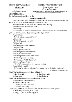 Đề kiểm tra cuối học kỳ 2 Ngữ văn 7 Sở GD Bắc Giang 2022-2023 (có đáp án)