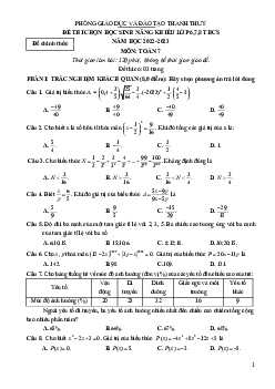 Đề học sinh năng khiếu Toán 7 năm 2022 – 2023 phòng GD&ĐT Thanh Thủy – Phú Thọ