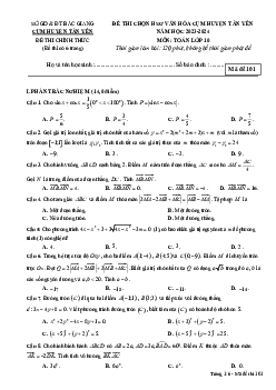 Đề học sinh giỏi Toán 10 năm 2023 – 2024 cụm Tân Yên – Bắc Giang