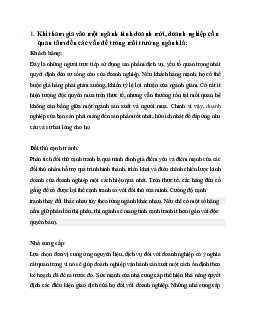 Tài liệu các vấn đề về môi trường ngành của doanh nghiệp môn Quản trị chiến lược