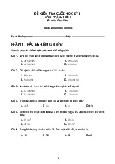 Đề Kiểm Tra Toán 4 - Cuối Kỳ 1