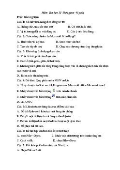 Đề thi học kì 2 môn Tin học lớp 11 năm 2022 - 2023 | Đề 4