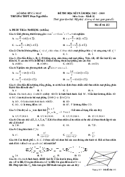 Đề thi HK1 Toán 11 năm học 2017 – 2018 trường THPT Phan Ngọc Hiển – Cà Mau