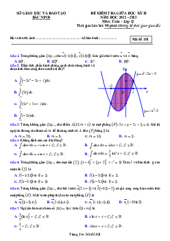 Đề kiểm tra giữa học kỳ 2 Toán 12 năm 2022 – 2023 sở GD&ĐT Bắc Ninh