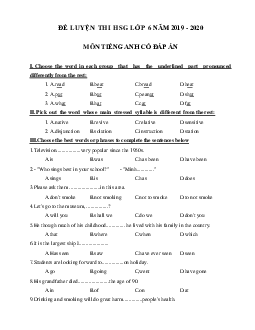 Đề luyện thi học sinh giỏi lớp 6 môn Tiếng Anh năm học 2019 - 2020 số 2