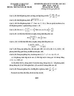 Đề thi HK2 Toán 10 năm 2020 – 2021 trường THPT Nguyễn Chí Thanh – TP HCM