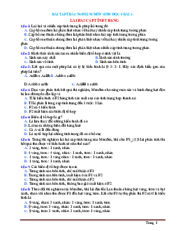 TOP 10 Câu hỏi trắc nghiệm Sinh học 9 bài 4: Lai hai cặp tính trạng (có đáp án, phần 1)