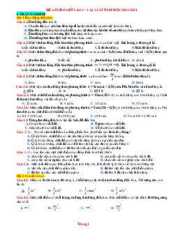 Đề Cương Ôn Tập Giữa Học Kỳ 1 Vật Lí 12 Năm Học 2023-2024