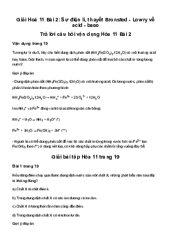 Bài 2: Sự điện li, thuyết Bronsted - Lowry về acid - base | Giải Hoá 11 Cánh diều