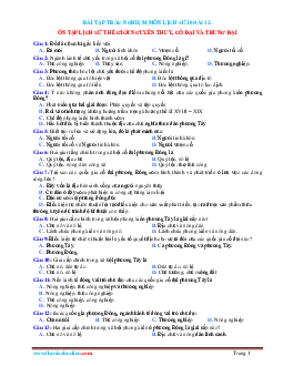 Trắc nghiệm Sử 10 Bài 12: Ôn tập lịch sử thế giới nguyên thủy cổ đại và trung đại (có đáp án)
