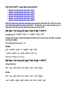 Toán 8 Kết nối tri thức bài: Luyện tập chung trang 25