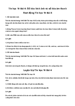 Giải Tin học 10 Bài 4: Số hóa hình ảnh và số hóa âm thanh | Cánh diều