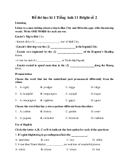 Đề thi học kì 1 Tiếng Anh 11 số 2 | Bright