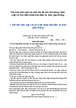 Văn mẫu 8 | Kiến nghị về Các biện pháp bảo đảm an toàn giao thông