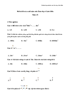 Phiếu bài tập cuối tuần lớp 4 môn Toán nâng cao Tuần 25 Cánh Diều