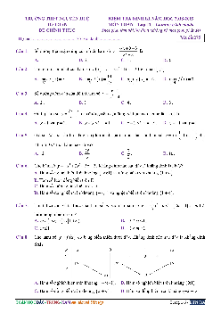 Đề kiểm tra định kì Toán 12 năm học 2018 – 2019 trường THPT Nguyễn Huệ – TT. Huế